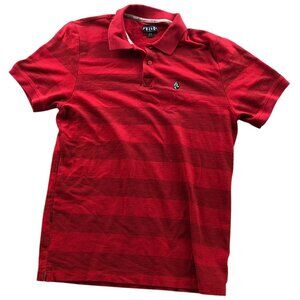 Volcom Mens Polo Shirt Medium Striped Casual Lightweight Short Sleeve Red Y2K